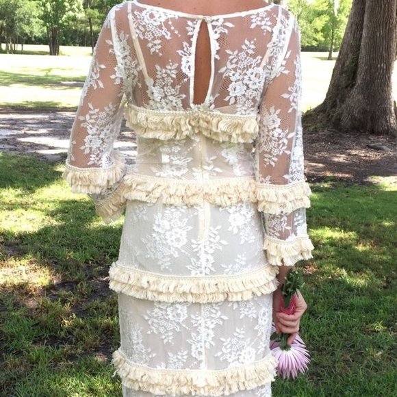 BHLDN Layered Cream Lace Wedding Gown - Picture 5 of 8